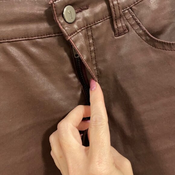 Anthro Pilcro‎ Script Coated Jeans with Side Lace Up Ties Size 28 in Clay - Picture 4 of 12